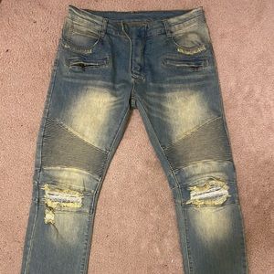 Balmain Biker Stonewashed Jeans